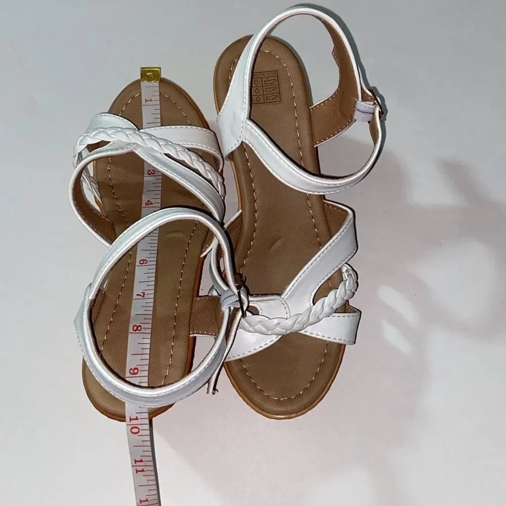Elegant White Braided Strap Sandals Size 38